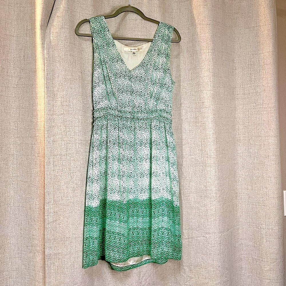 Green and Cream Studio M Sleeveless Dress, Size L